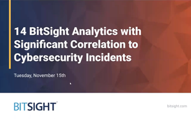 14 BitSight Analytics with Significant Correlation to Cybersecurity Incidents Webinar Intro Slide