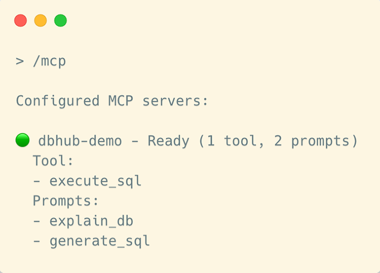 Confirming were connected to our demo MCP server