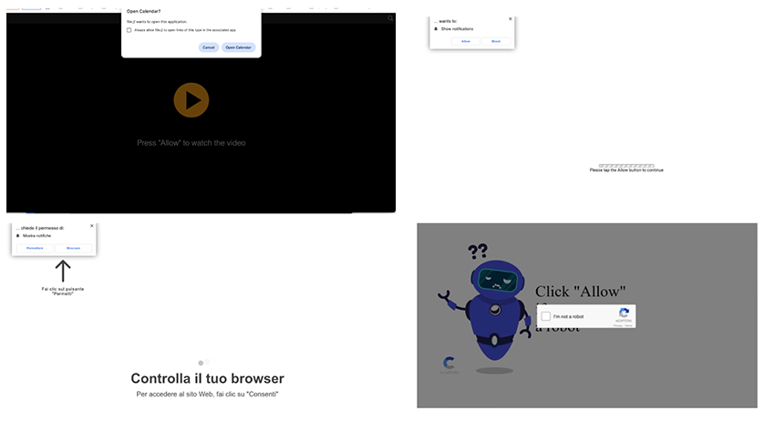 Figure 3 - Fake overlays, tricking users into subscriptions