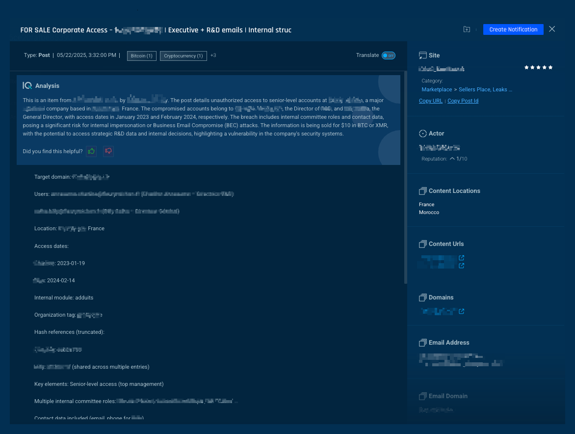 VIP impersonation example - credentials stolen by initial access brokers